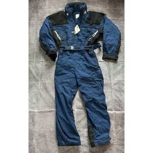Men's Vintage 90's Edelweiss Backbowl Navy Blue Black One Piece Snow Suit Sz L